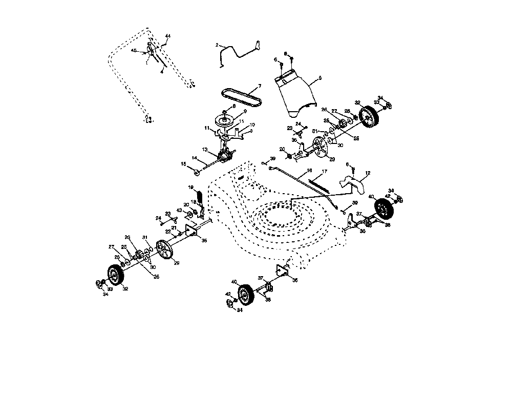 Wheels/tires Diagram and Parts List for PR675R21MCA  Poulan Lawn Mower