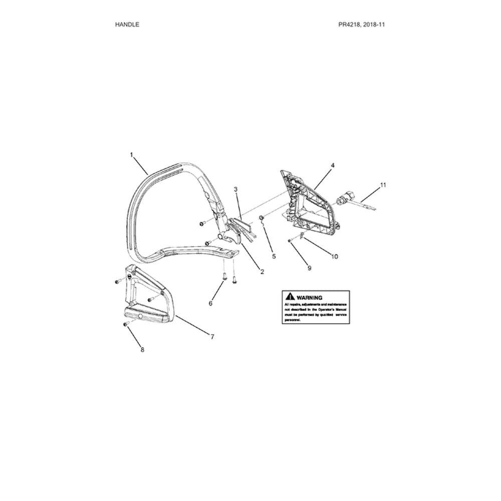 Handle Parts Diagram and Parts List for PR4218-967063801  Poulan Chainsaw