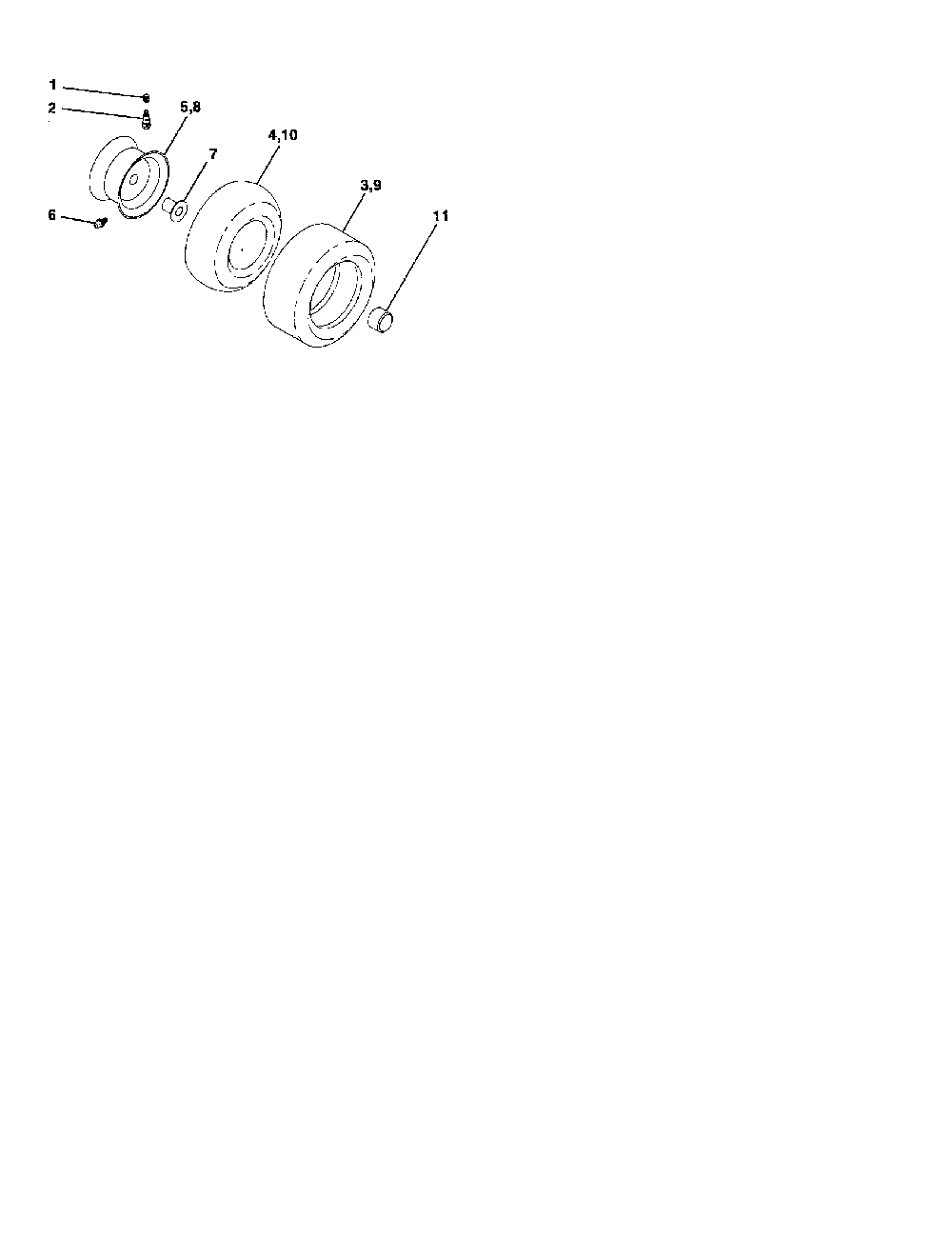 Wheels and tires Diagram and Parts List for 96012001601  Poulan Lawn Tractor