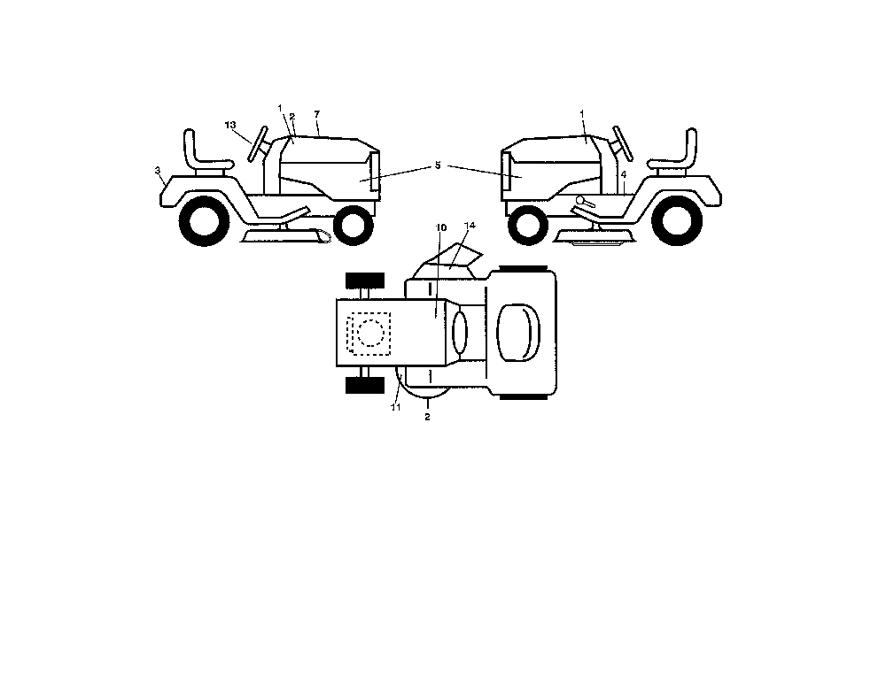 Decals Diagram and Parts List for PP22KA42-96042019400  Poulan Lawn Tractor