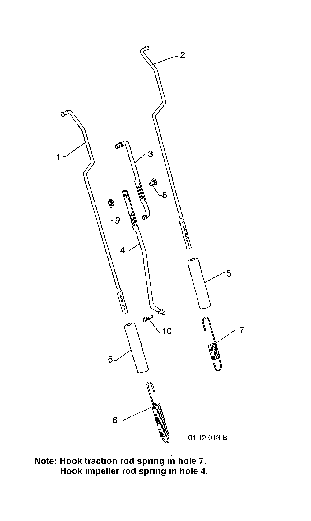 Rod impeller & traction control Diagram and Parts List for 12527HVX-96195001800  Poulan Snow Blower