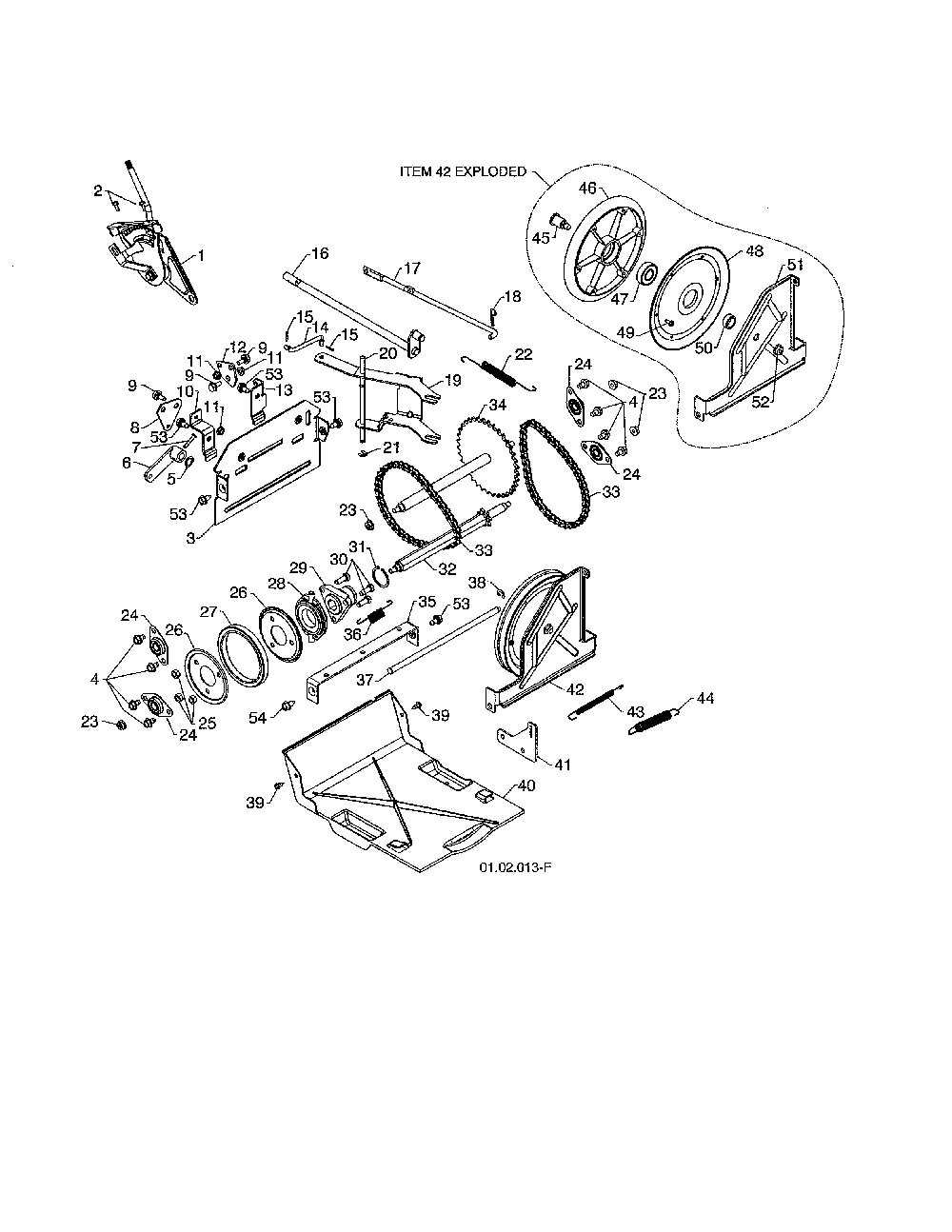 Drive Diagram and Parts List for 96192003703  Poulan Snow Blower