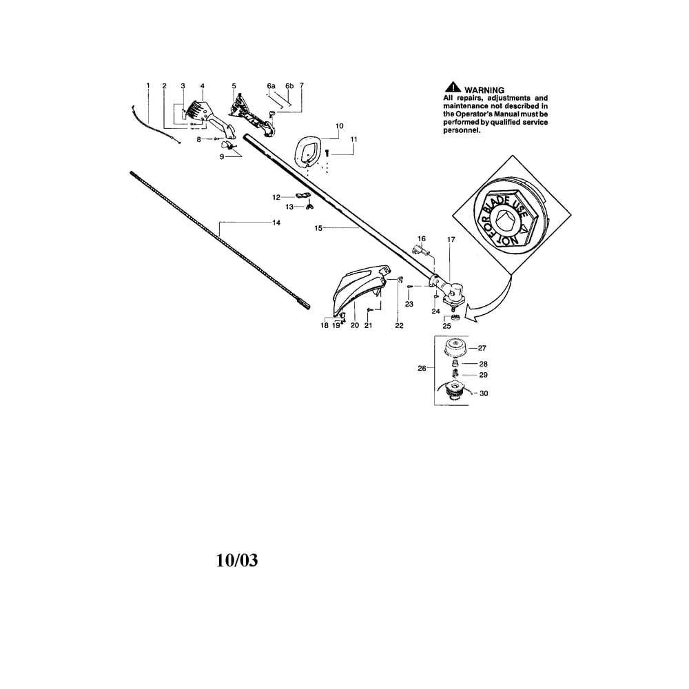 Throttle Housing/Driveshaft Diagram and Parts List for S31SST RECON Poulan Trimmer