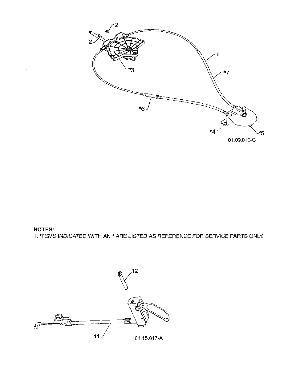Lever/cable rotator/steer cable Diagram and Parts List for 12527HVX-96195001800  Poulan Snow Blower