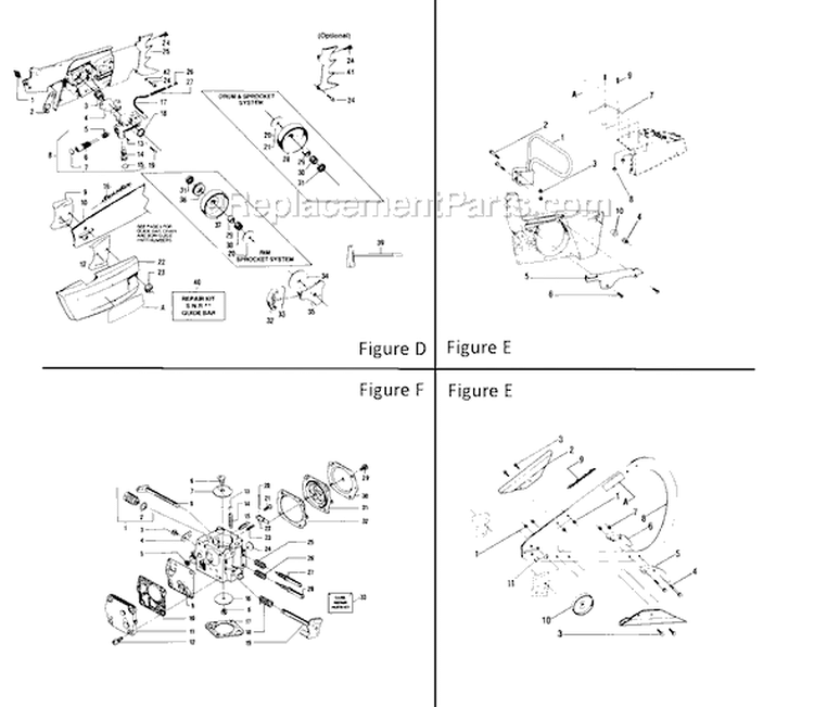 Page C Diagram and Parts List for 8500  Poulan Chainsaw