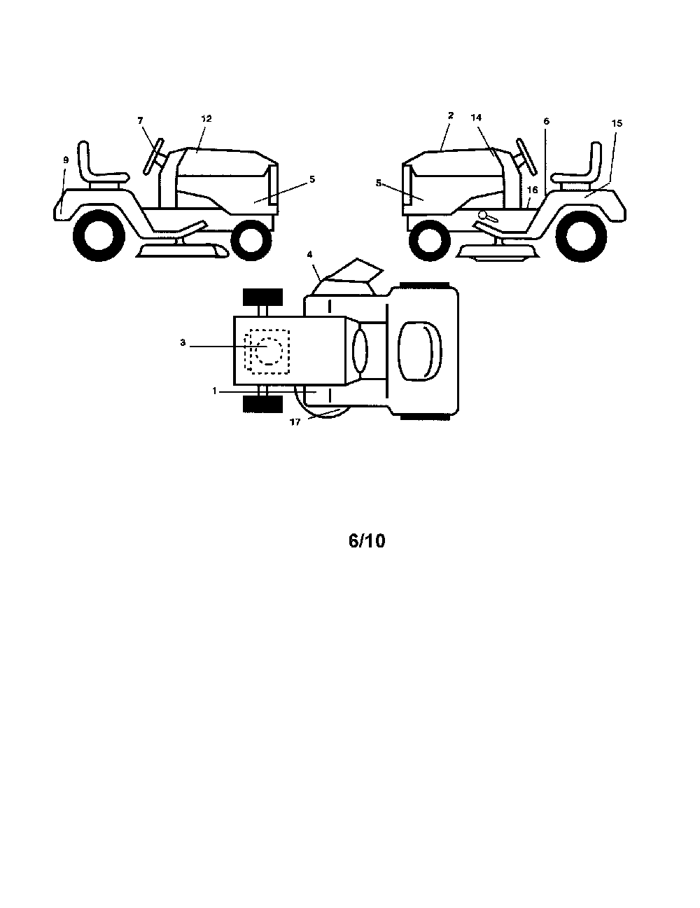 Decals Diagram and Parts List for 96012006800  Poulan Lawn Tractor