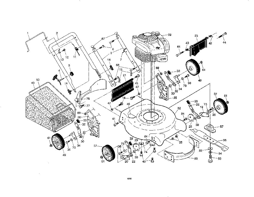 Lawn mower Diagram and Parts List for 96132007902  Poulan Lawn Mower