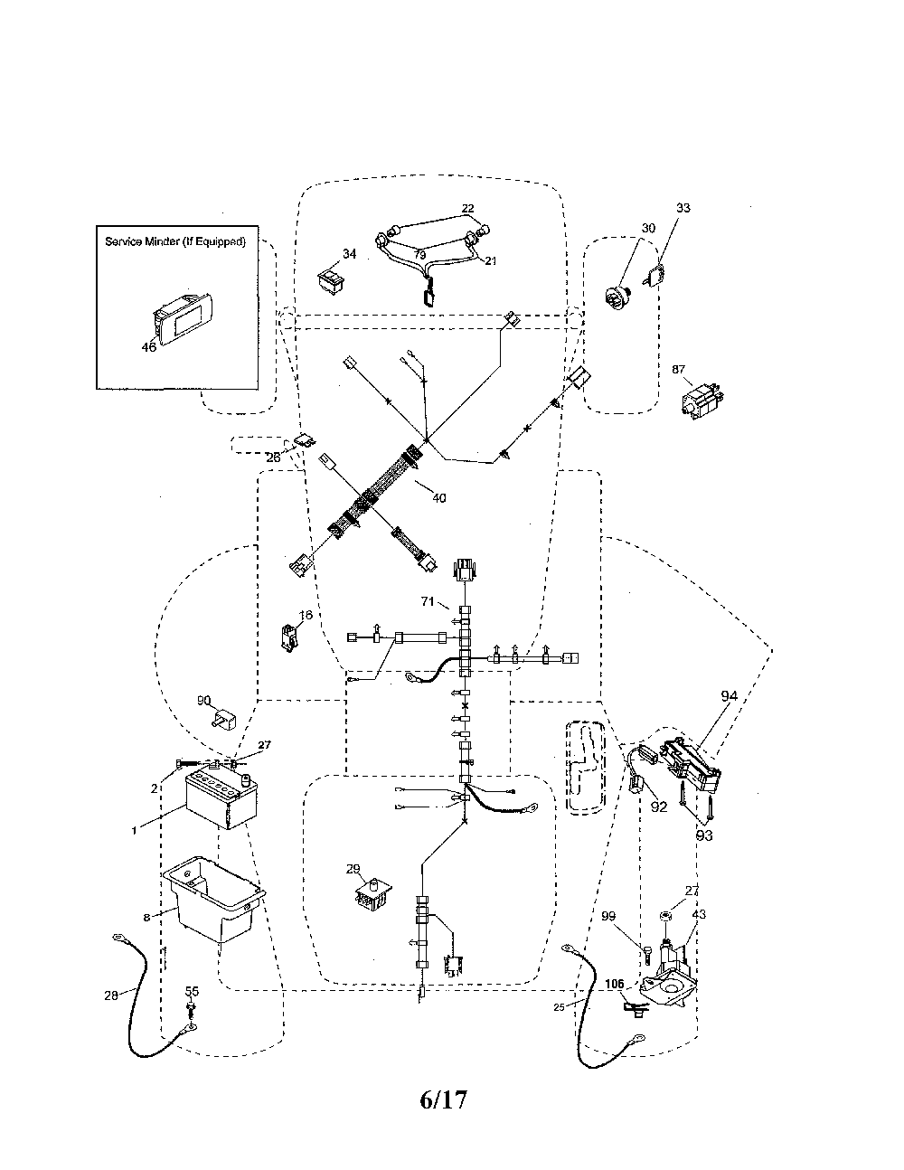 Electrical Diagram and Parts List for 96046007600  Poulan Lawn Tractor