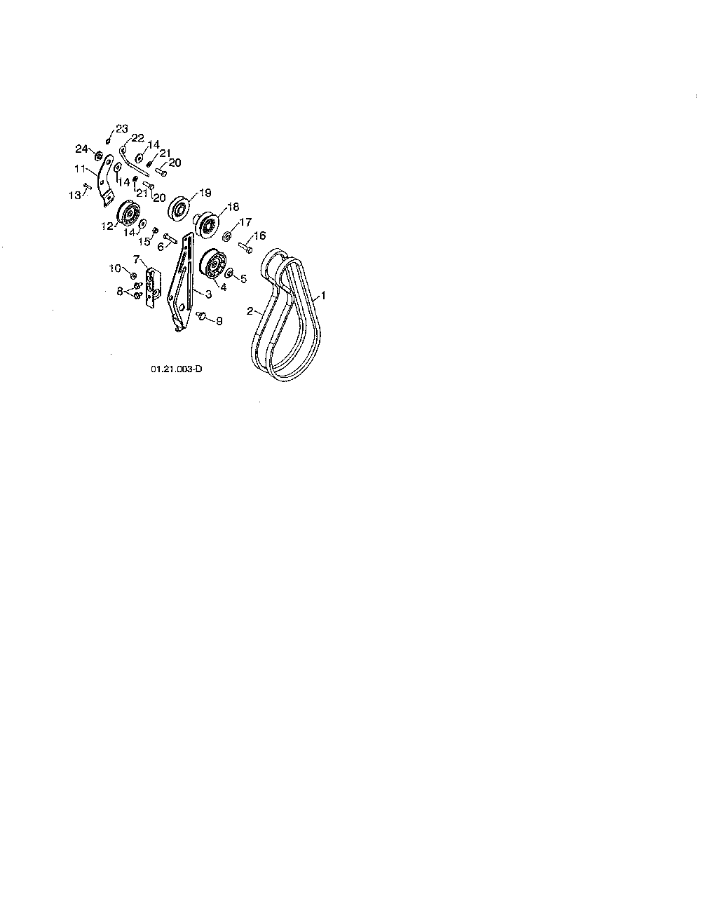 Impeller & traction belts Diagram and Parts List for PR624ES-96198004603  Poulan Snow Blower