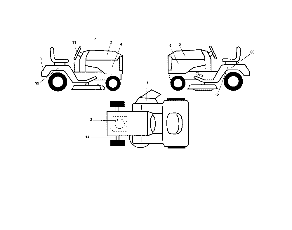 Decals Diagram and Parts List for PB175A46 96042015300 Poulan Lawn Tractor