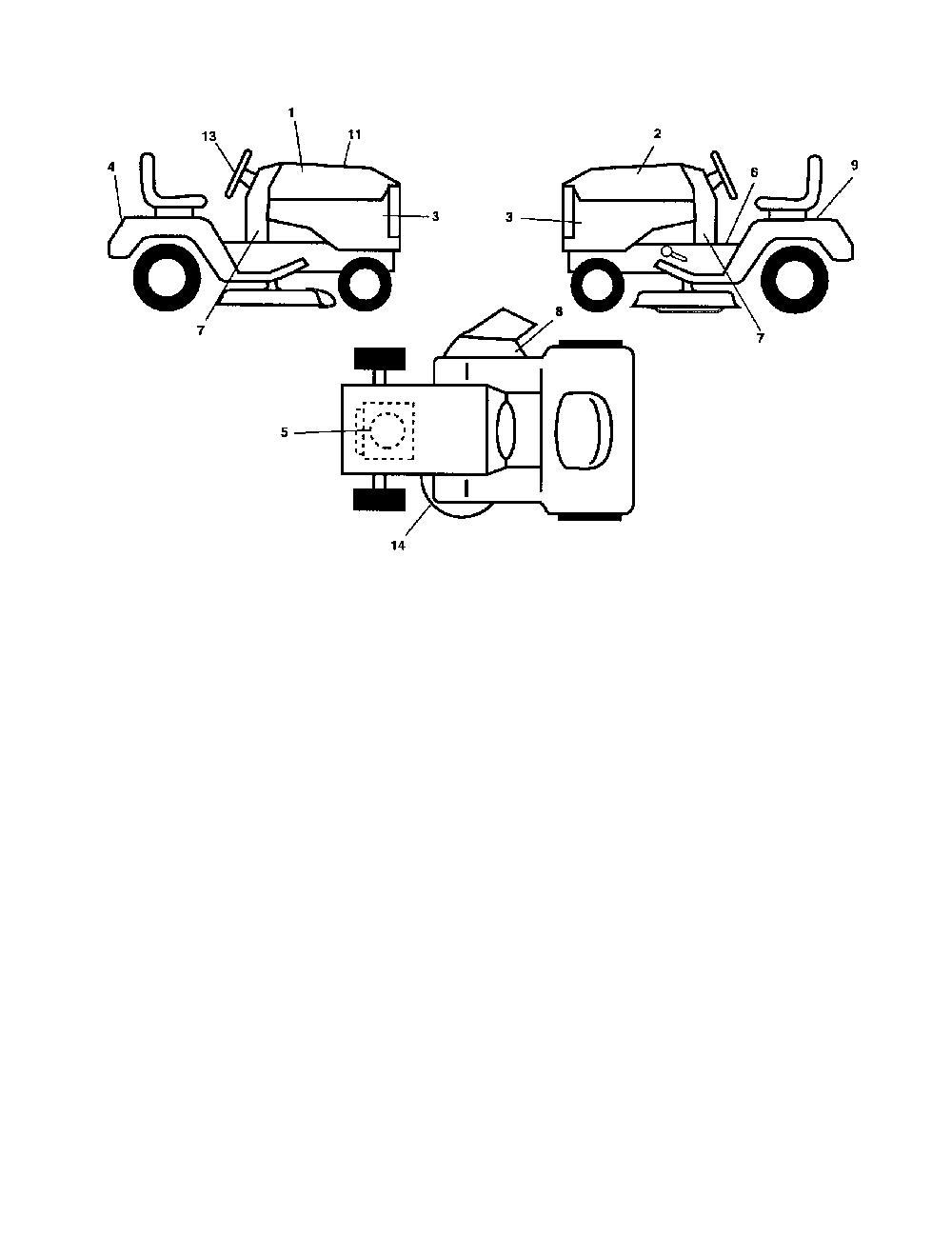 Decals Diagram and Parts List for 96042000801  Poulan Lawn Tractor