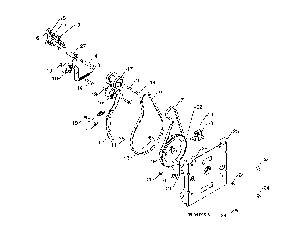 Belt drive/impeller pulley Diagram and Parts List for 96192009003  Poulan Snow Blower