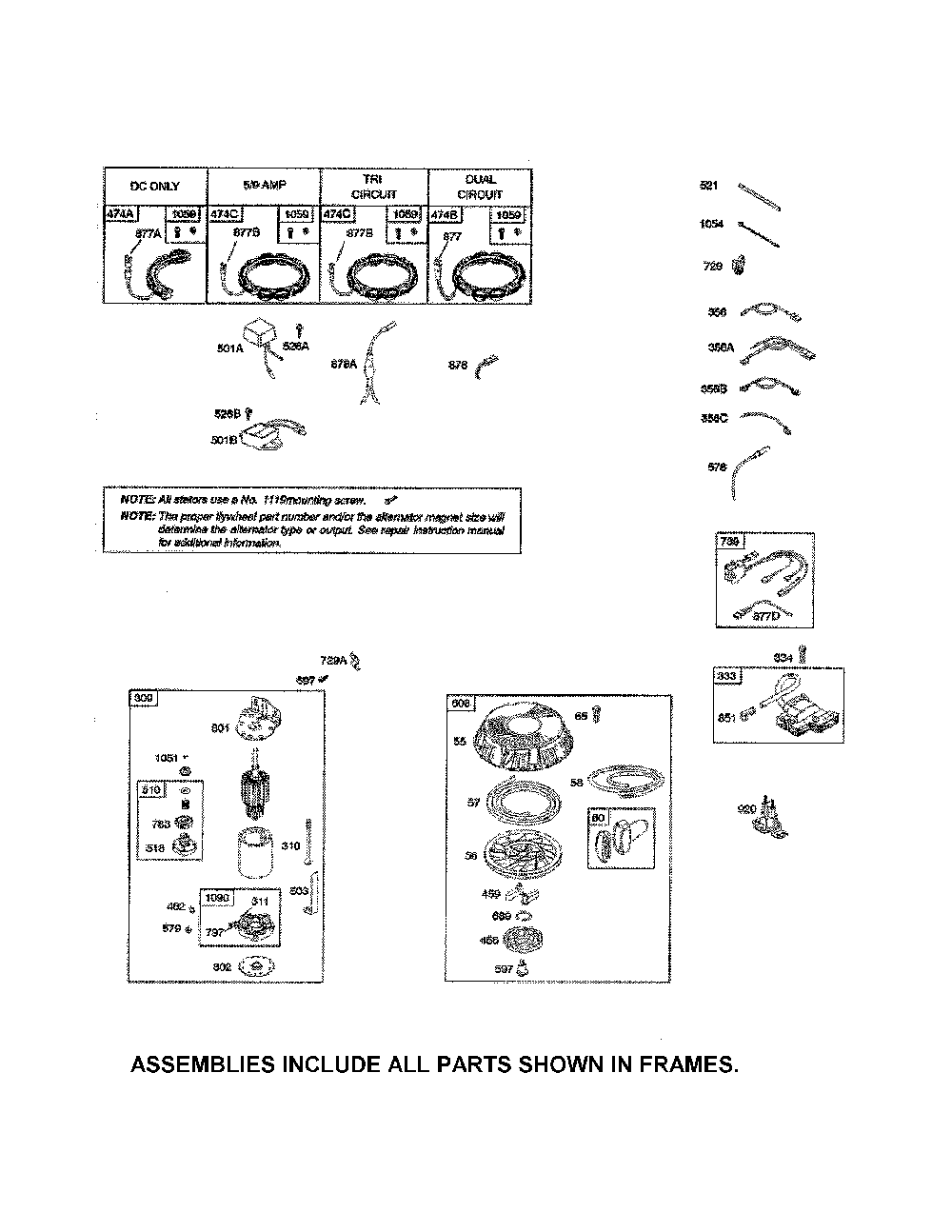 Alternator/starter/ignition Diagram and Parts List for 96016002200  Poulan Lawn Tractor