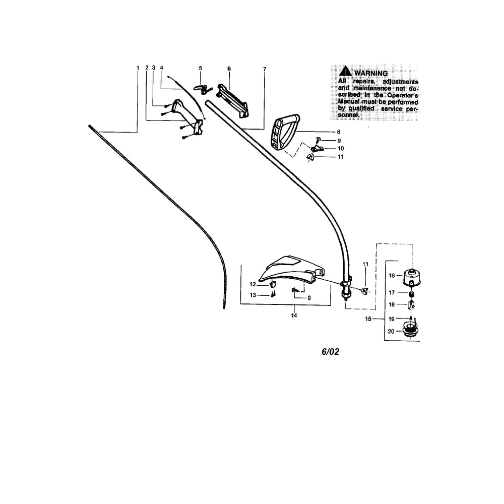 Driveshaft/Cutting Head Diagram and Parts List for FEATHERLITE21  Poulan Trimmer