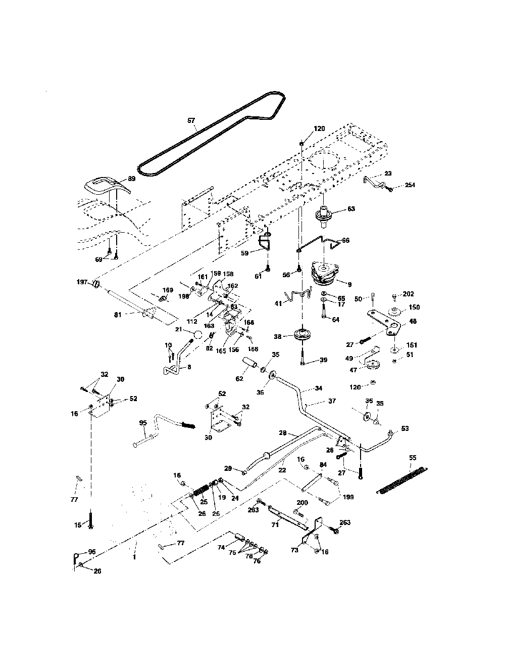 Drive Diagram and Parts List for 96012002001  Poulan Lawn Tractor