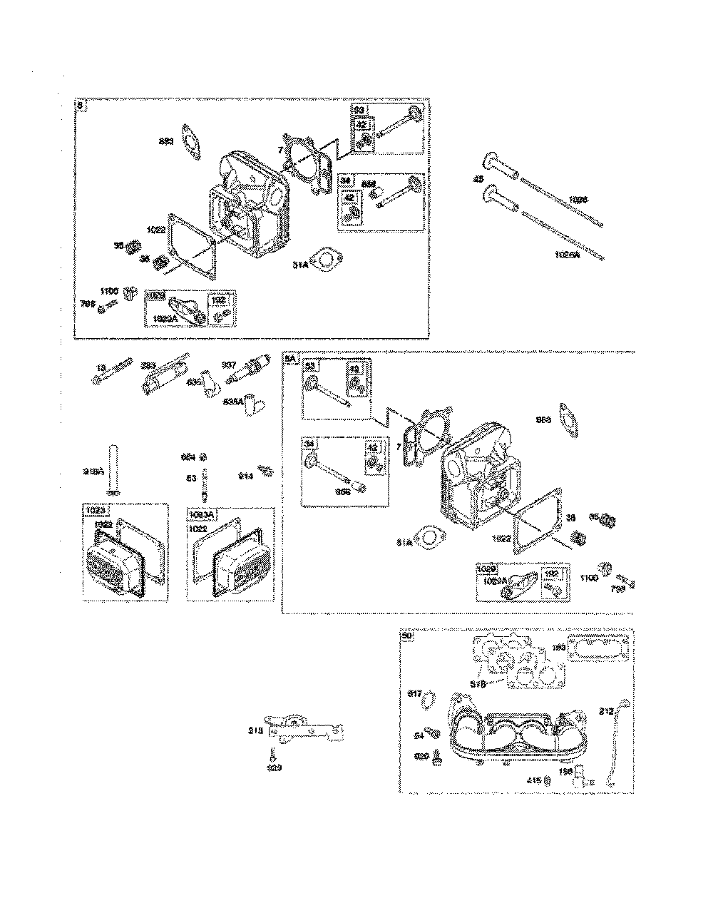 Cylinder head/intake manifold Diagram and Parts List for 96042017000  Poulan Lawn Tractor