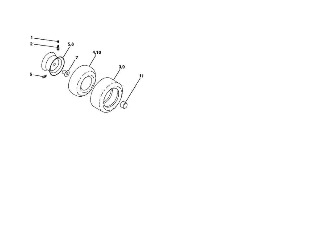 Wheels And Tires Diagram and Parts List for CT131  Poulan Lawn Tractor