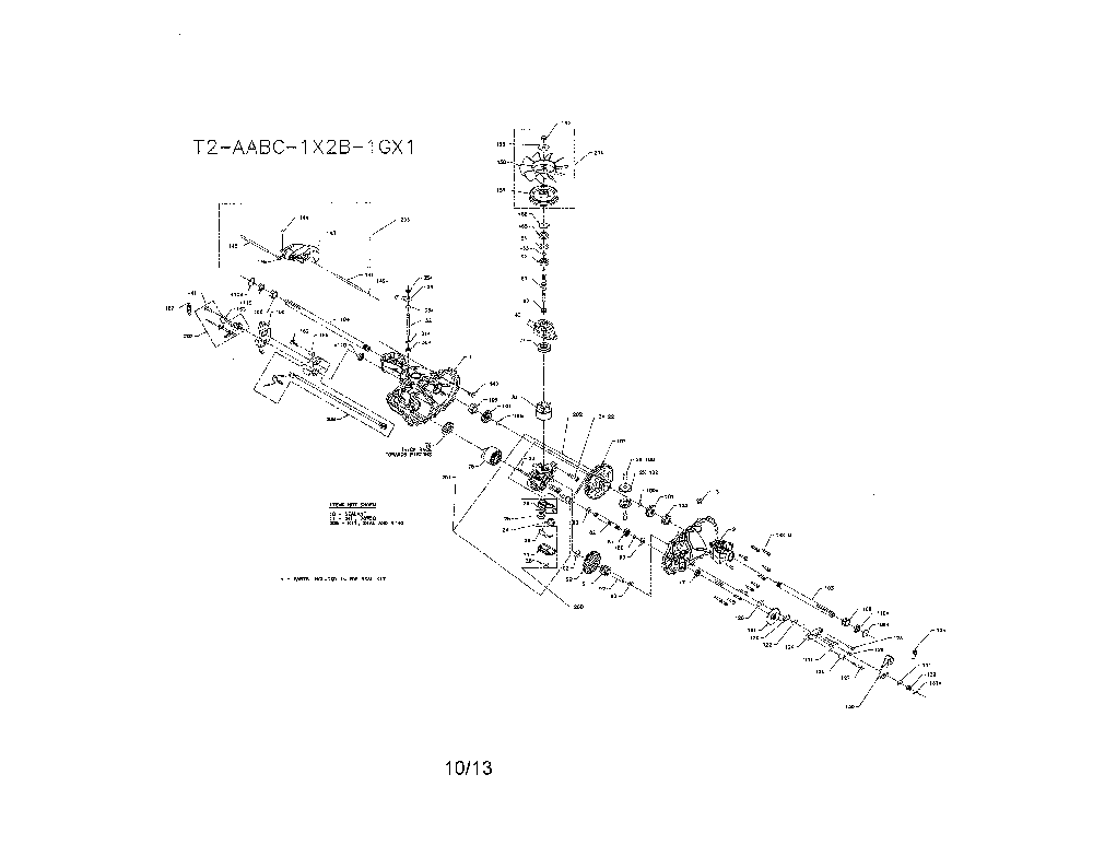 Transaxle Diagram and Parts List for 96042010800  Poulan Lawn Tractor