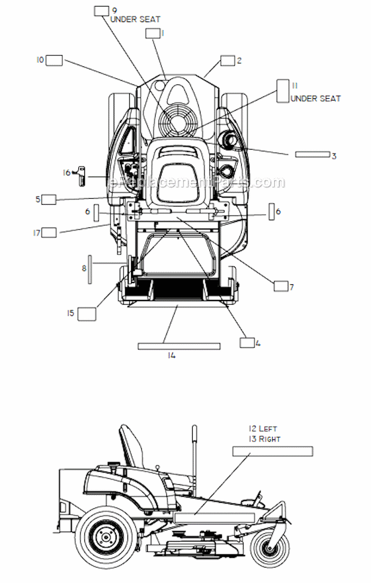 Arm Rests Diagram and Parts List for 925ZX  Poulan Lawn Tractor
