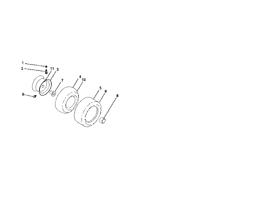 Wheels and tires Diagram and Parts List for 96042010700  Poulan Lawn Tractor