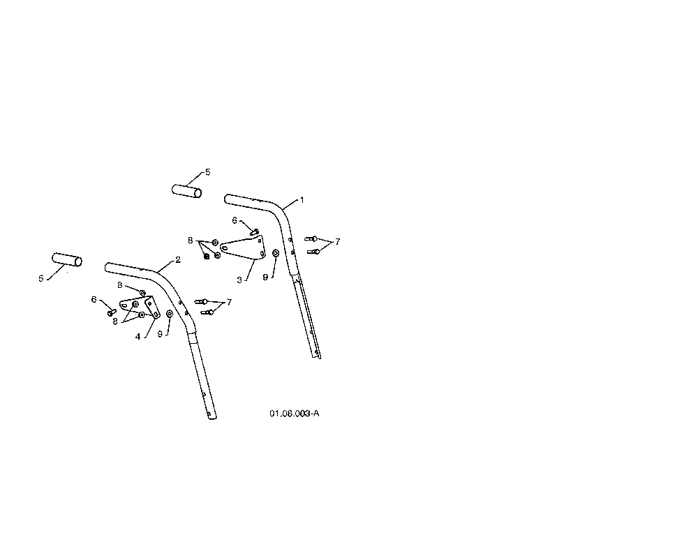 Plow handles Diagram and Parts List for 96192003700  Poulan Snow Blower