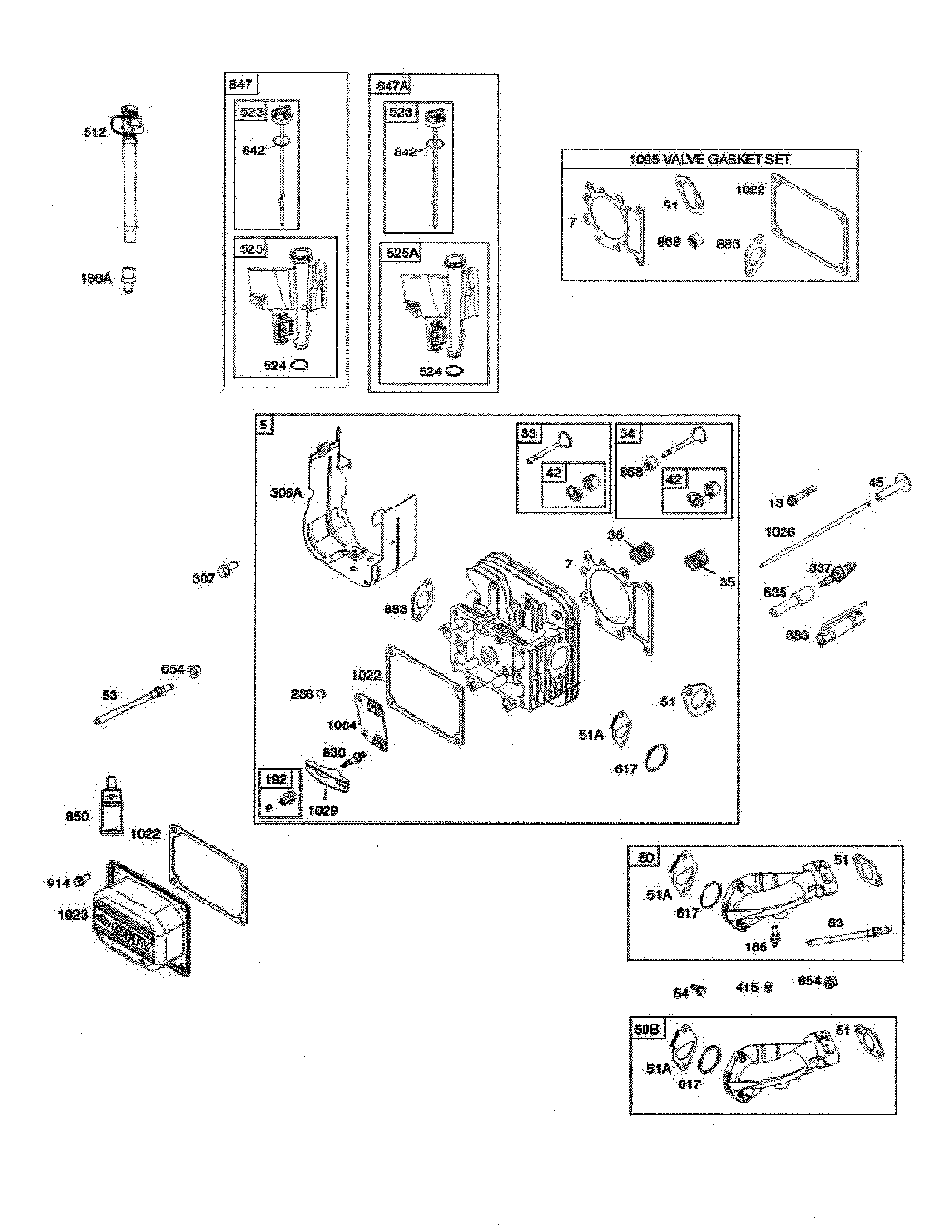Cylinder head/intake manifold Diagram and Parts List for 96046007600  Poulan Lawn Tractor