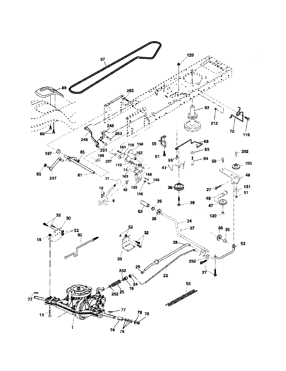 Drive Diagram and Parts List for 96012002803  Poulan Lawn Tractor