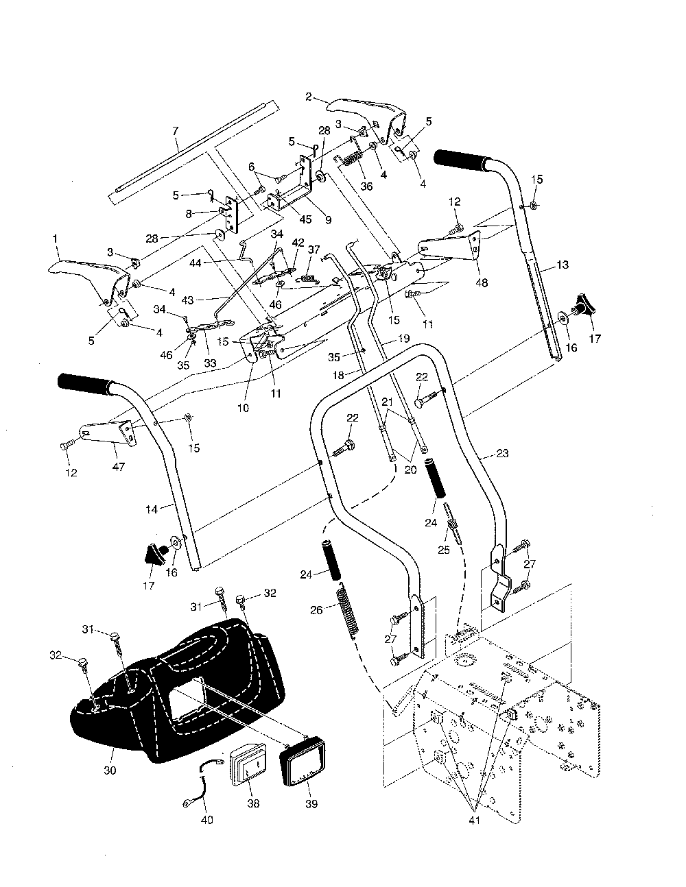 Handles Diagram and Parts List for 96192000300  Poulan Snow Blower