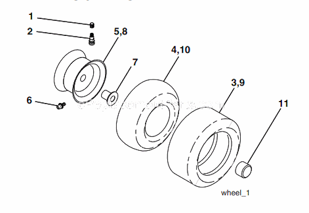Wheels_And_Tires Diagram and Parts List for 96012003800  Poulan Lawn Tractor