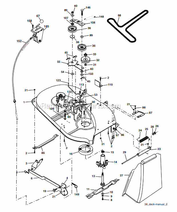Mower_Deck Diagram and Parts List for 96012003800  Poulan Lawn Tractor
