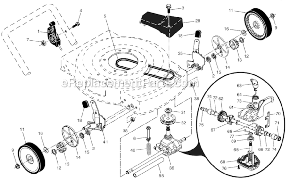 Page B Diagram and Parts List for 96122000301 PR45Y22SP Poulan Lawn Mower