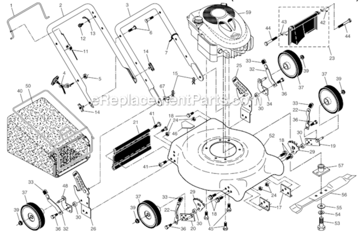 Page A Diagram and Parts List for 961360002  Poulan Lawn Mower