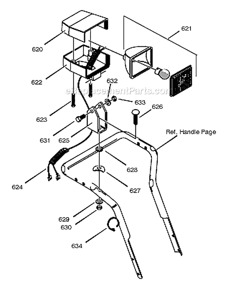 Headlight Diagram and Parts List for 96194000200  Poulan Snow Blower