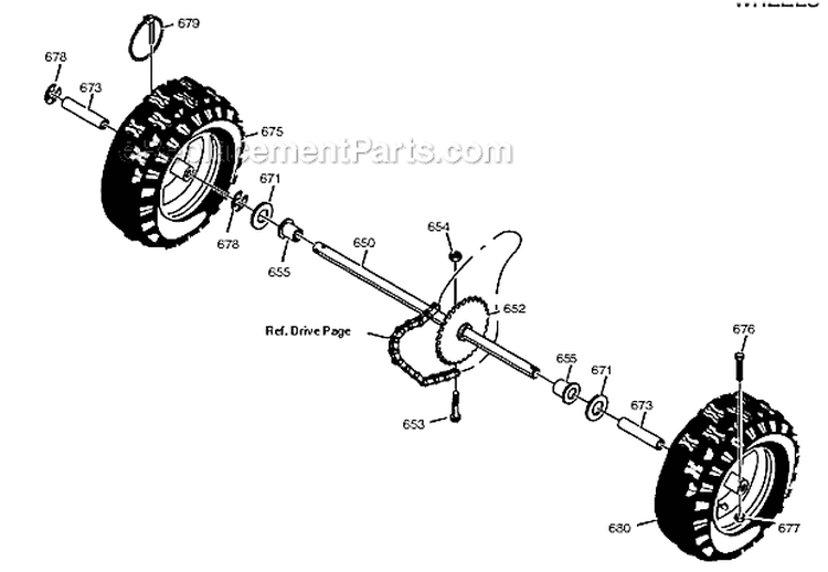Wheels Diagram and Parts List for 96194000200  Poulan Snow Blower