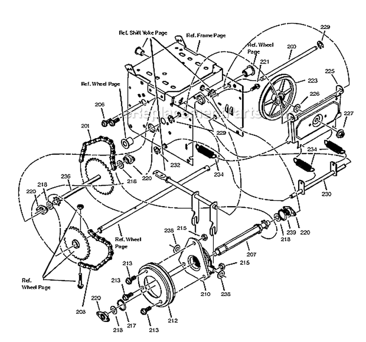 Drive Diagram and Parts List for 96194000200  Poulan Snow Blower