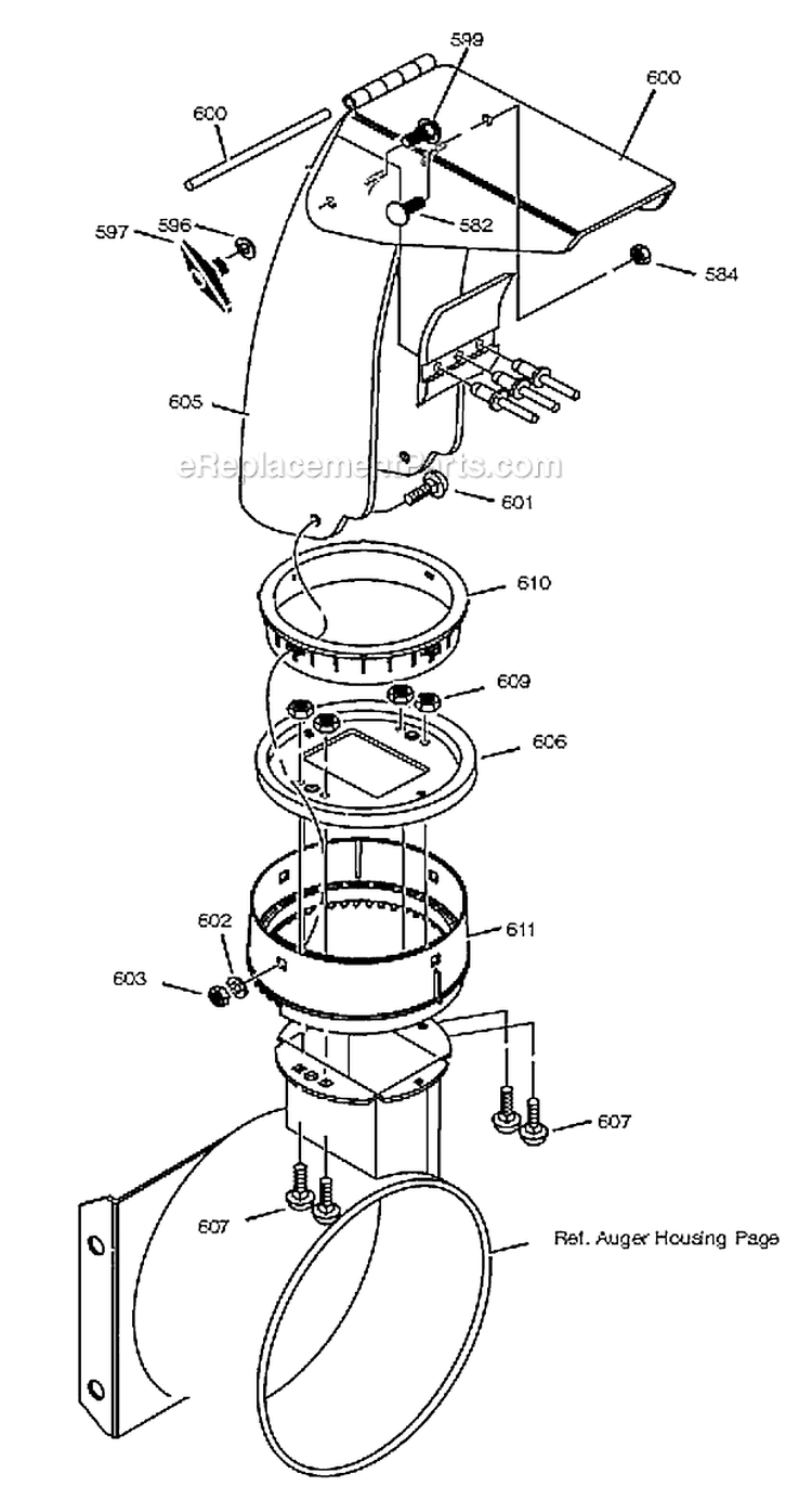 Discharge Chute Diagram and Parts List for 96194000200  Poulan Snow Blower