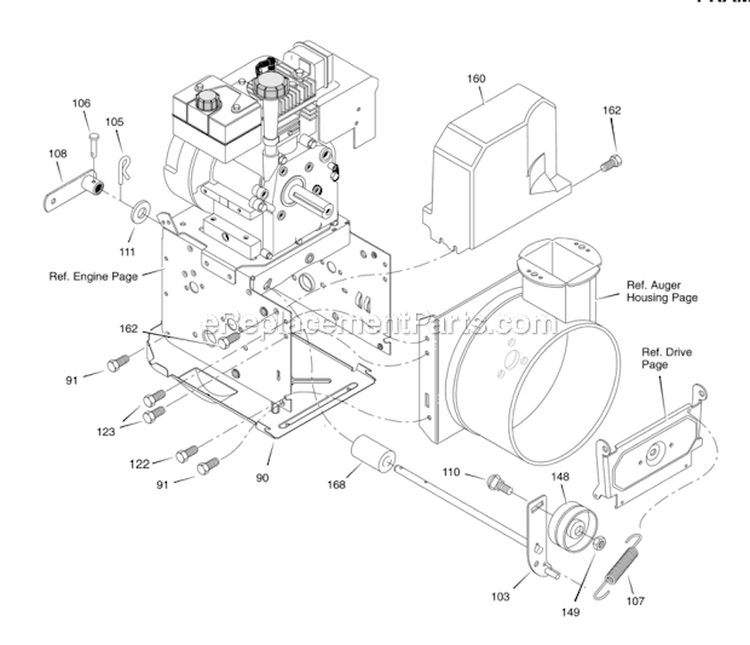 Frame Diagram and Parts List for 96194000300  Poulan Snow Blower