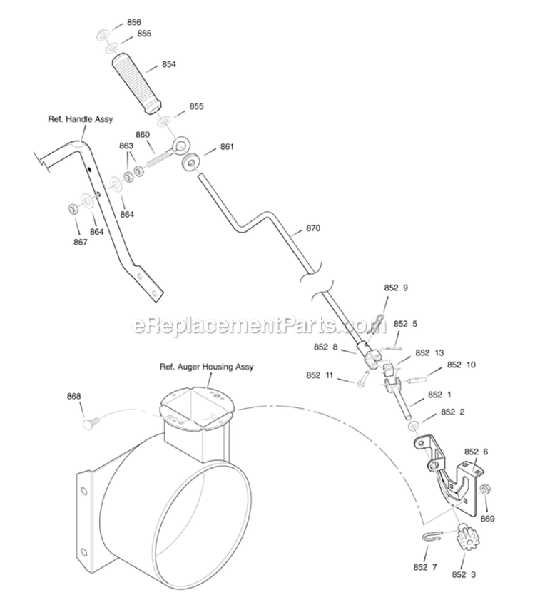 Chute Rod Diagram and Parts List for 96194000300  Poulan Snow Blower