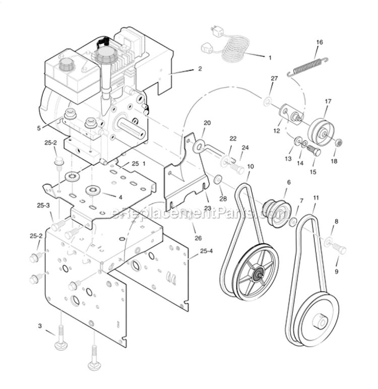 Engine Diagram and Parts List for 96194000300  Poulan Snow Blower