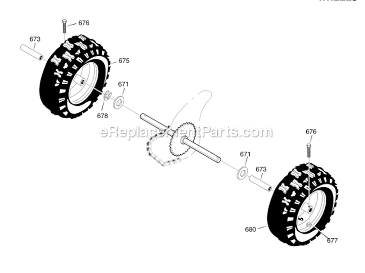 Wheels Diagram and Parts List for 96194000300  Poulan Snow Blower