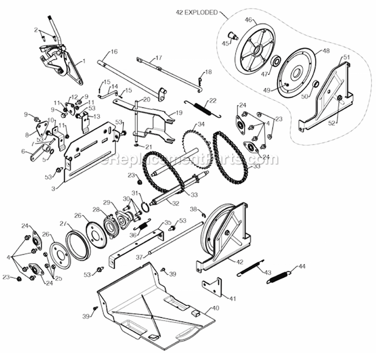 Page P Diagram and Parts List for 961940009  Poulan Snow Blower