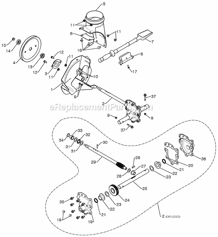 Page C Diagram and Parts List for 961940009  Poulan Snow Blower