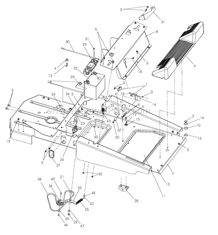 ChassisFrame_Units_With_Serial_Number_Before_0806 Diagram and Parts List for 968999507  Poulan Lawn Tractor