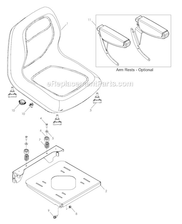 Seat Diagram and Parts List for 968999507  Poulan Lawn Tractor