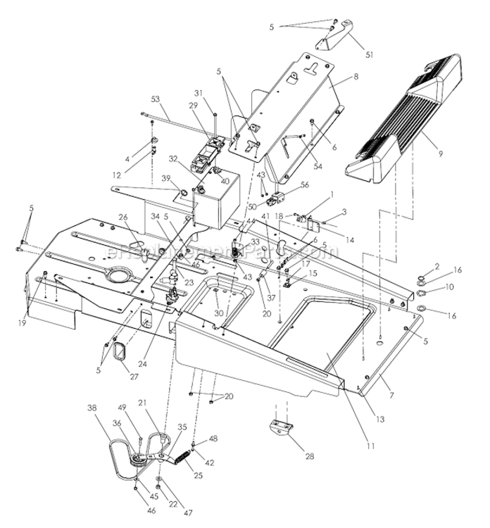 ChassisFrame_Units_With_Serial_Number_After_0806 Diagram and Parts List for 968999507  Poulan Lawn Tractor