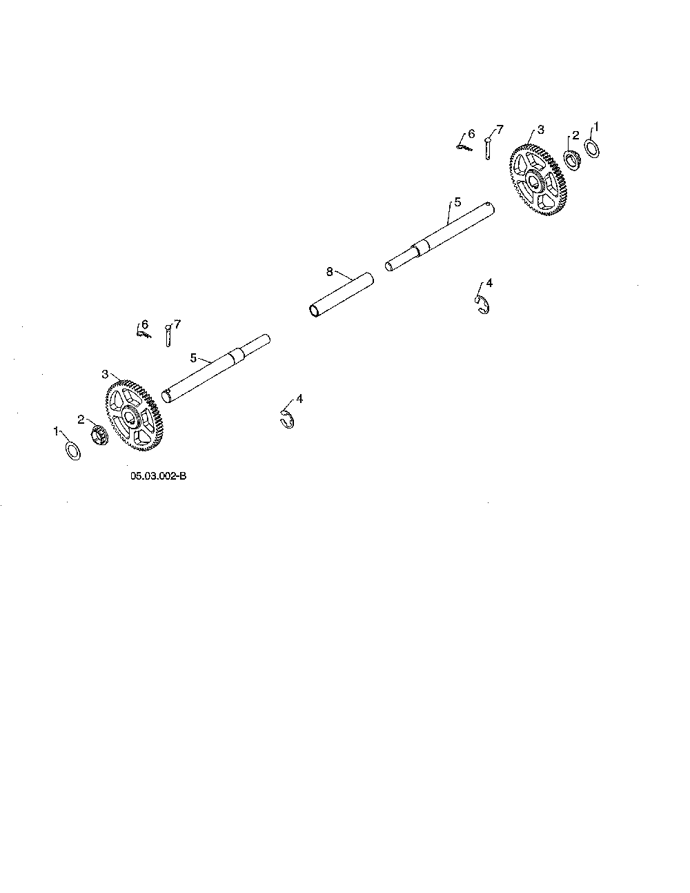 Axle shaft/gear Diagram and Parts List for 96192009101  Poulan Snow Blower