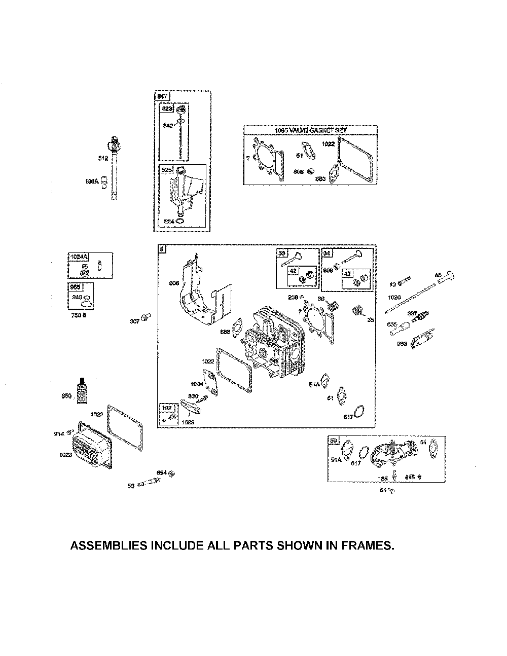 Cylinder head Diagram and Parts List for 96046002200  Poulan Lawn Tractor