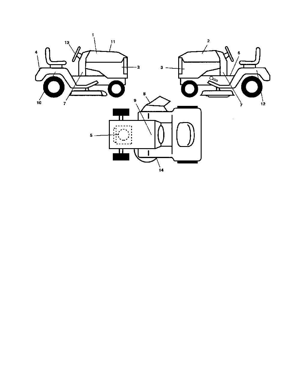 Decals Diagram and Parts List for 96042003803  Poulan Lawn Tractor