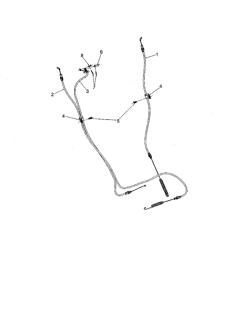 Control cables Diagram and Parts List for 96192007104  Poulan Snow Blower