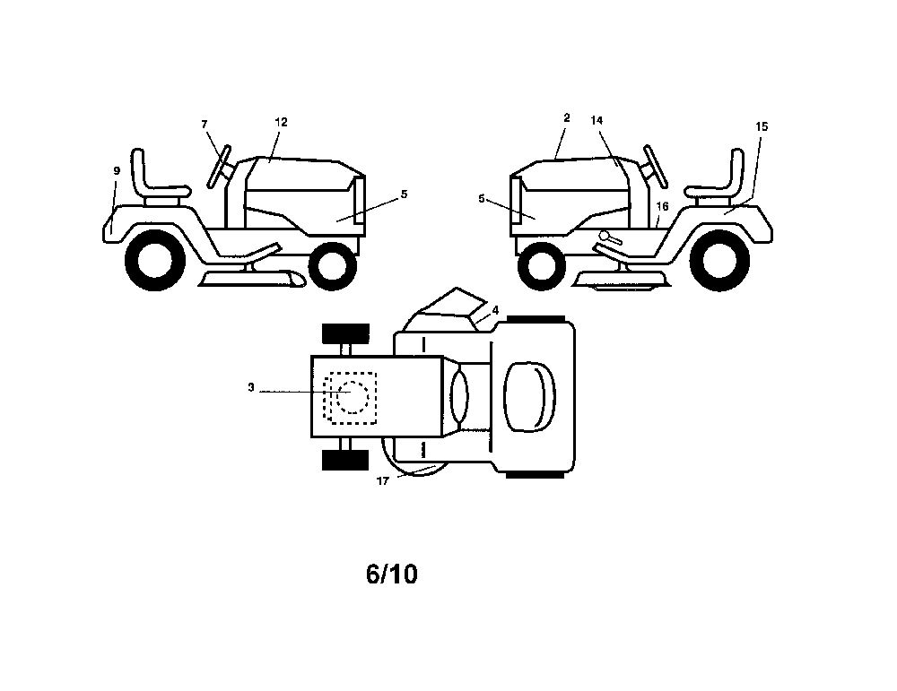 Decals Diagram and Parts List for 96012008900  Poulan Lawn Tractor